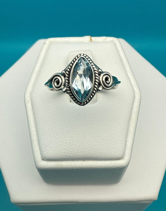 Blue Topaz Sterling Silver Ring size 9