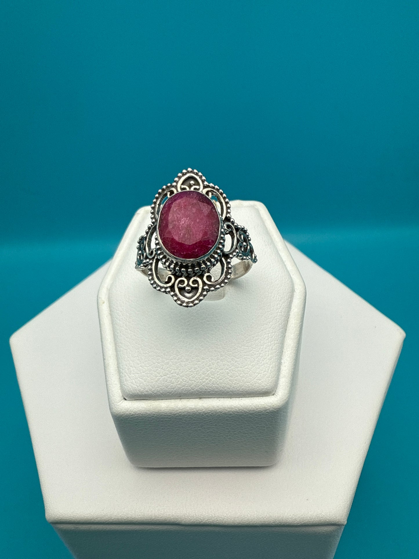 Ruby Sterling Silver Ring size 7