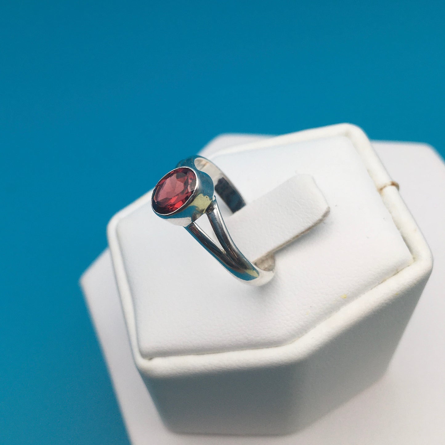 Garnet Sterling Silver Ring size 8