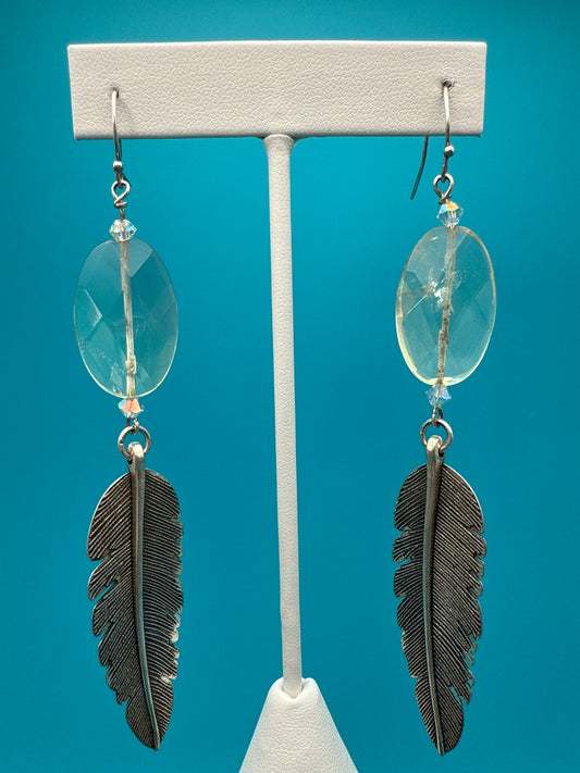 Faceted Citrine Feather Earrings