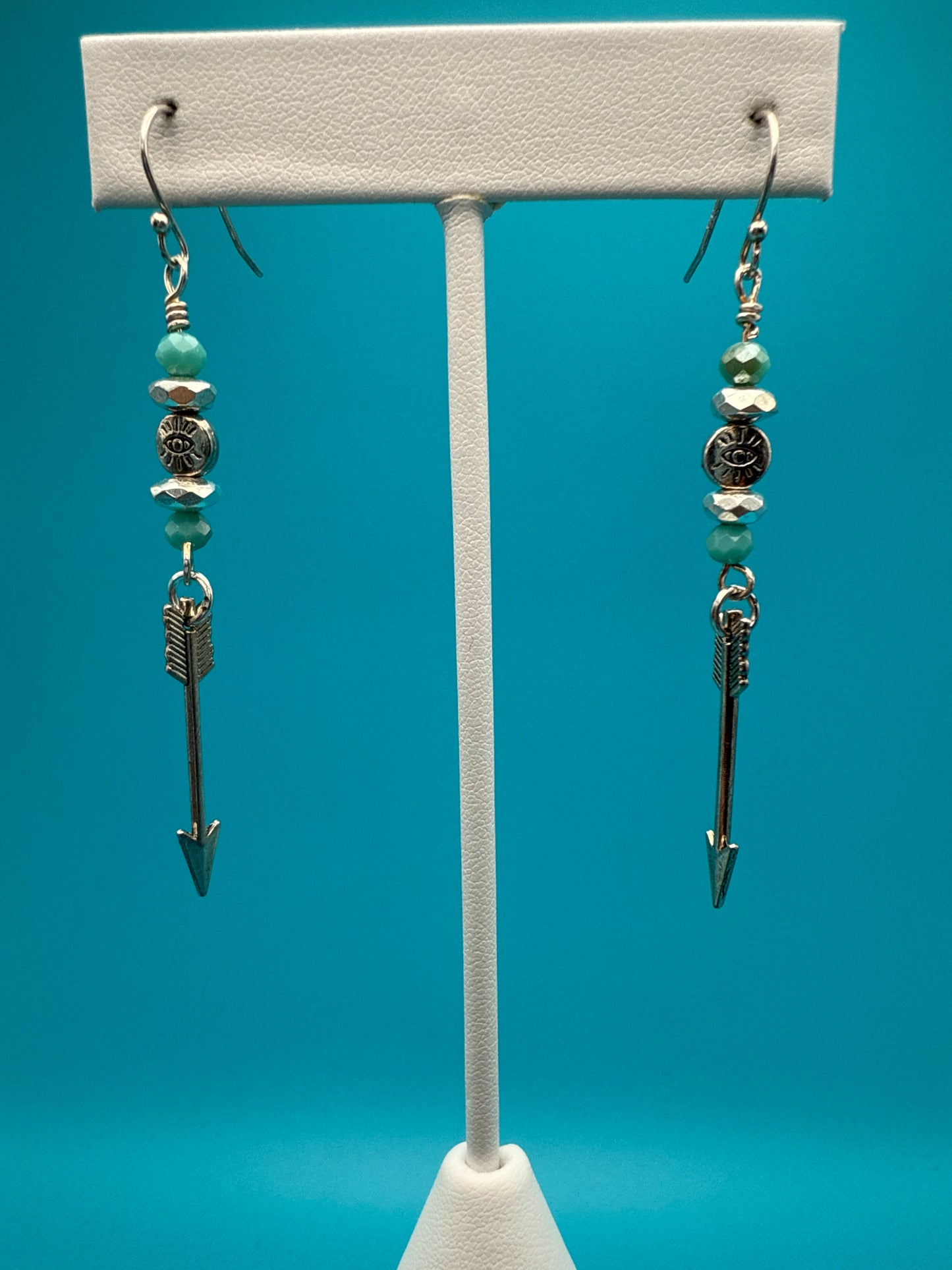 Hematite Eye & Arrow Earrings