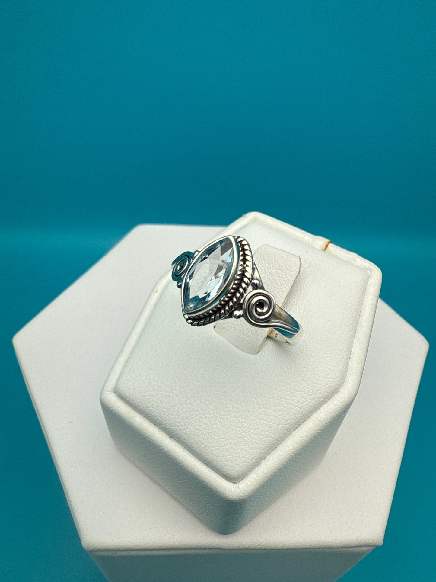 Blue Topaz Sterling Silver Ring size 8