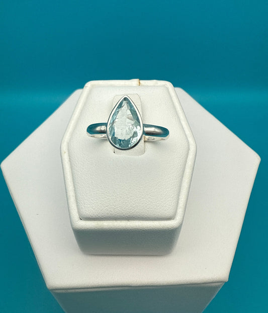 Aqua Marine Sterling Silver Ring size 8