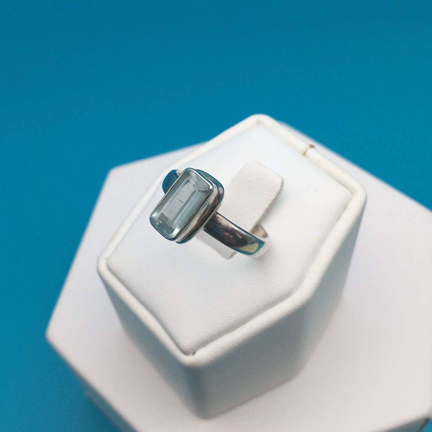 Aquamarine Sterling Silver Ring size 8