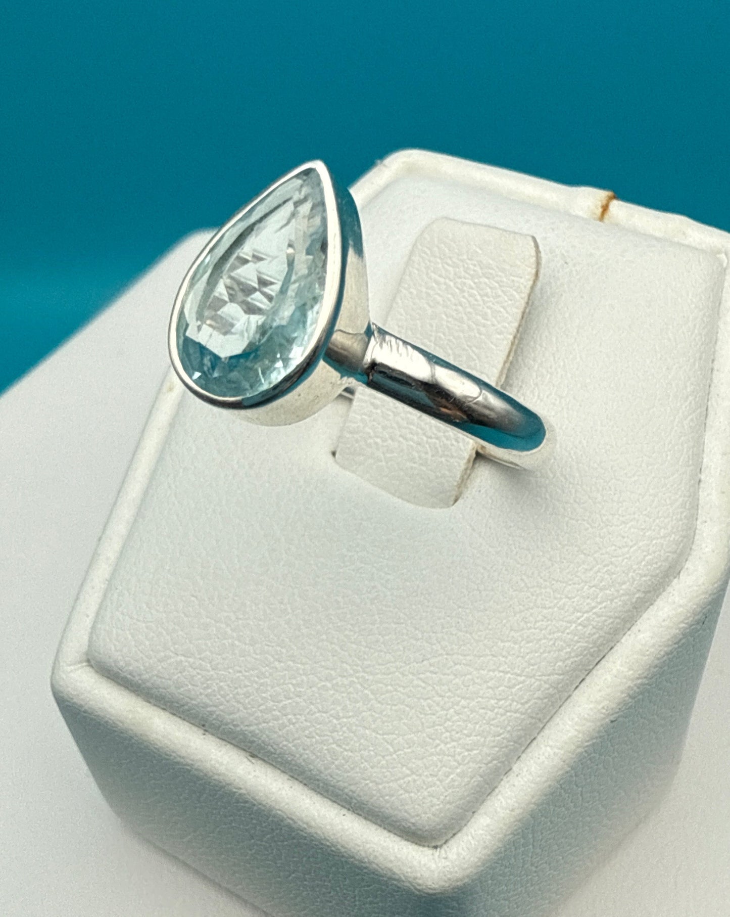 Aqua Marine Sterling Silver Ring size 8