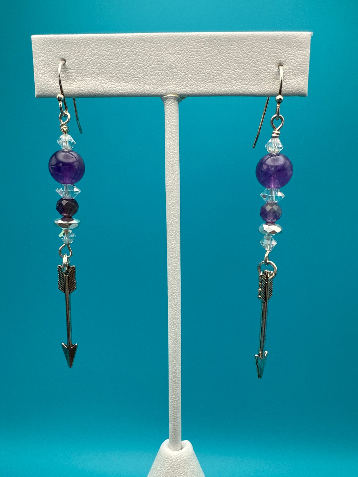 Amethyst Hematite Arrow Earrings