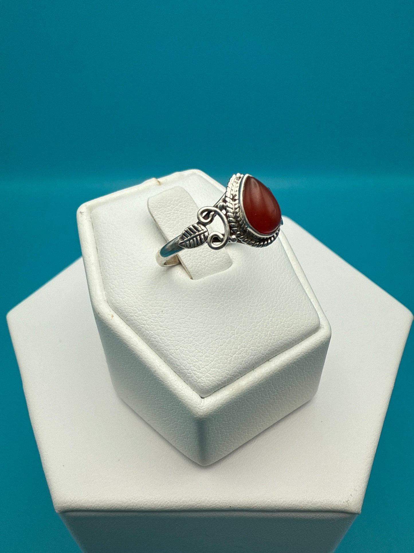 Carnelian Sterling Silver Ring Size 8