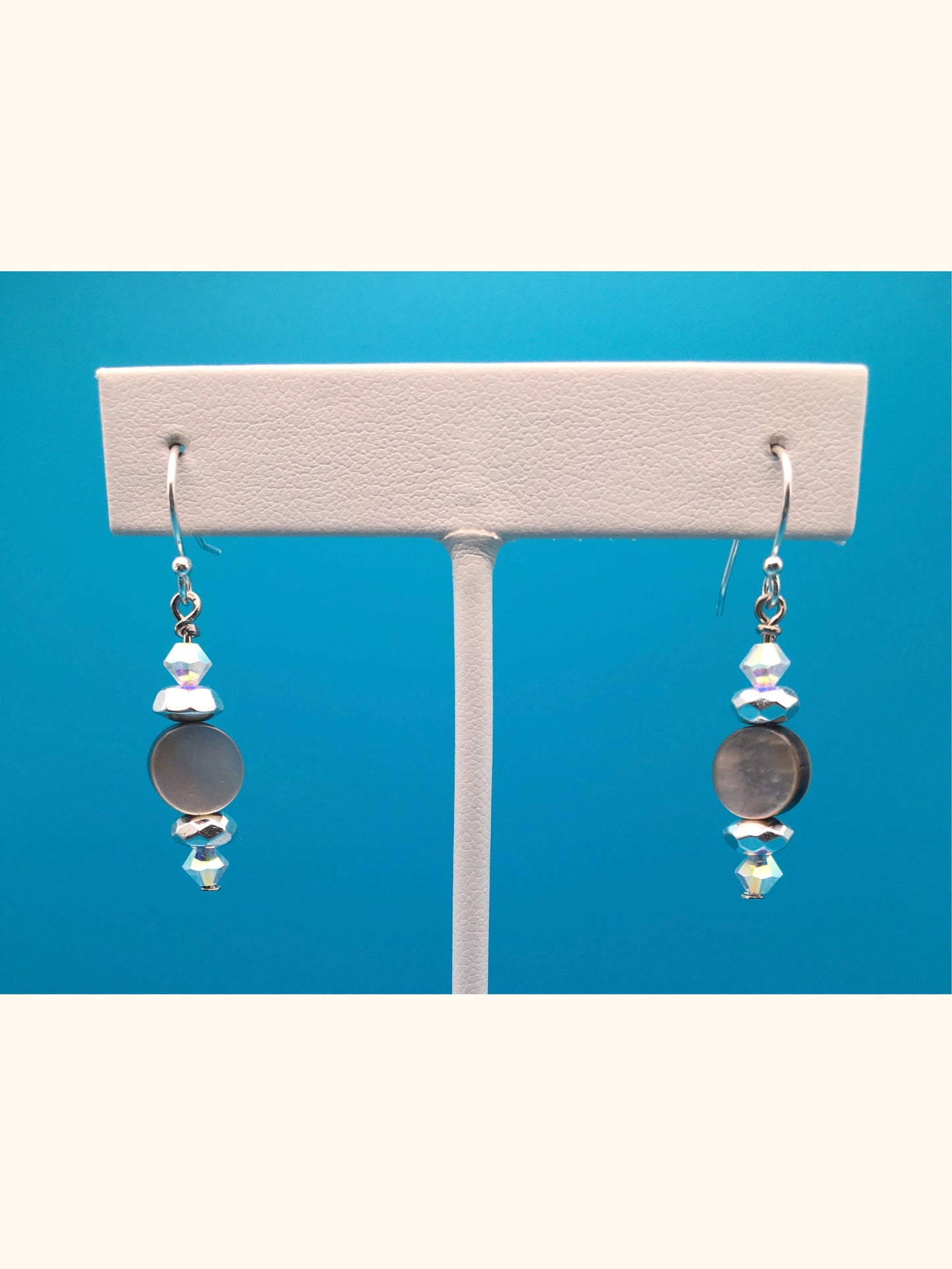 Black Lip Oyster Czech Crystal Hematite Drop Earrings