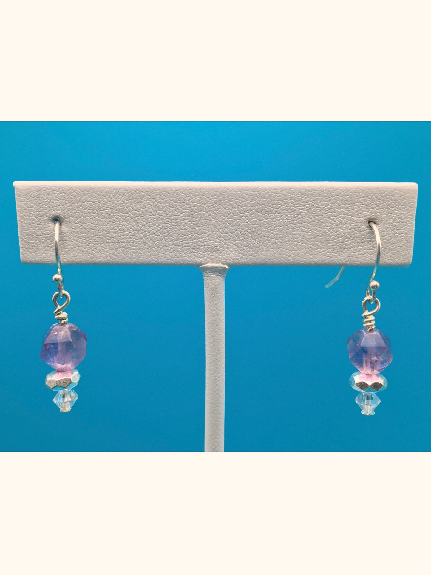 Amethyst Hematite Czech Crystal Drop Earrings