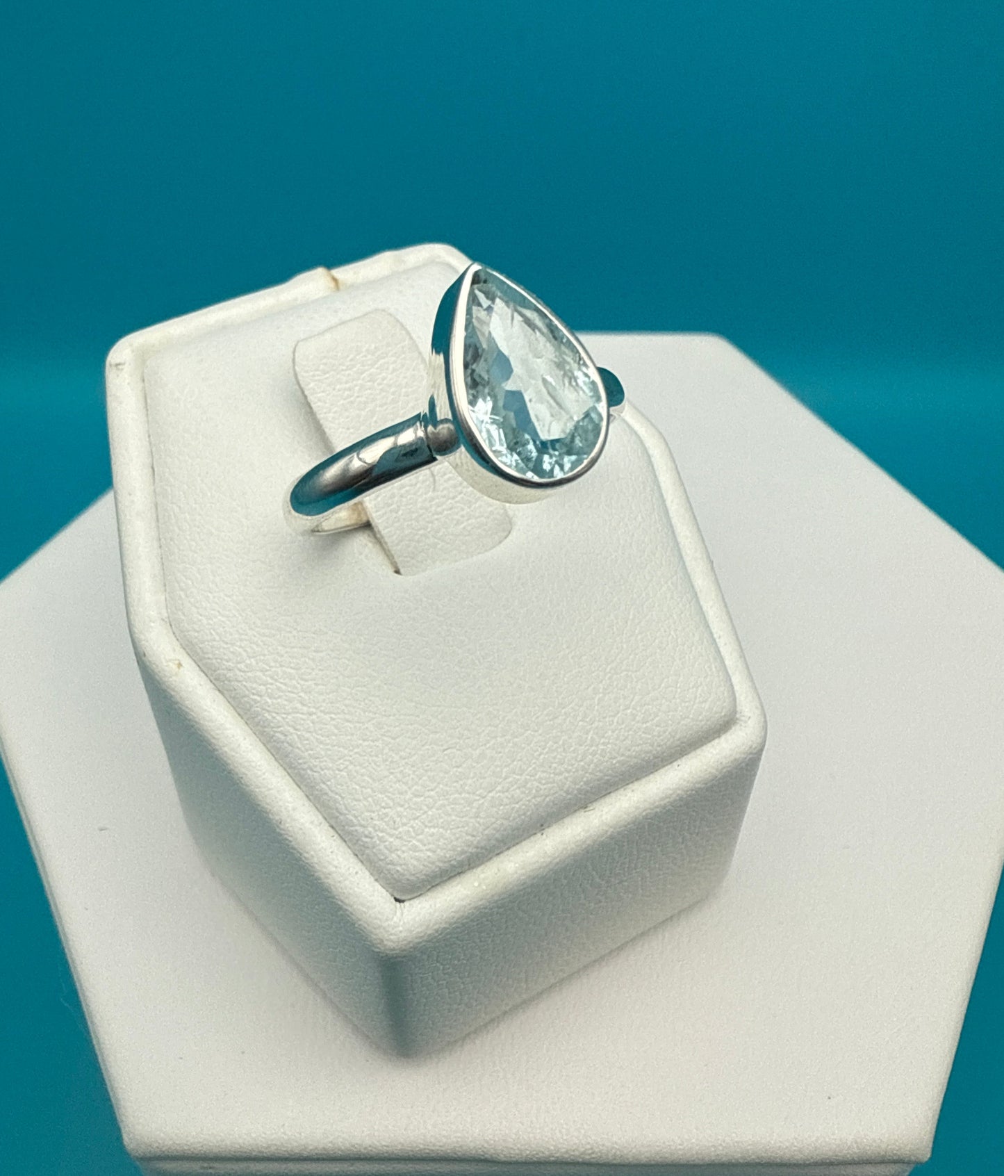 Aqua Marine Sterling Silver Ring size 8