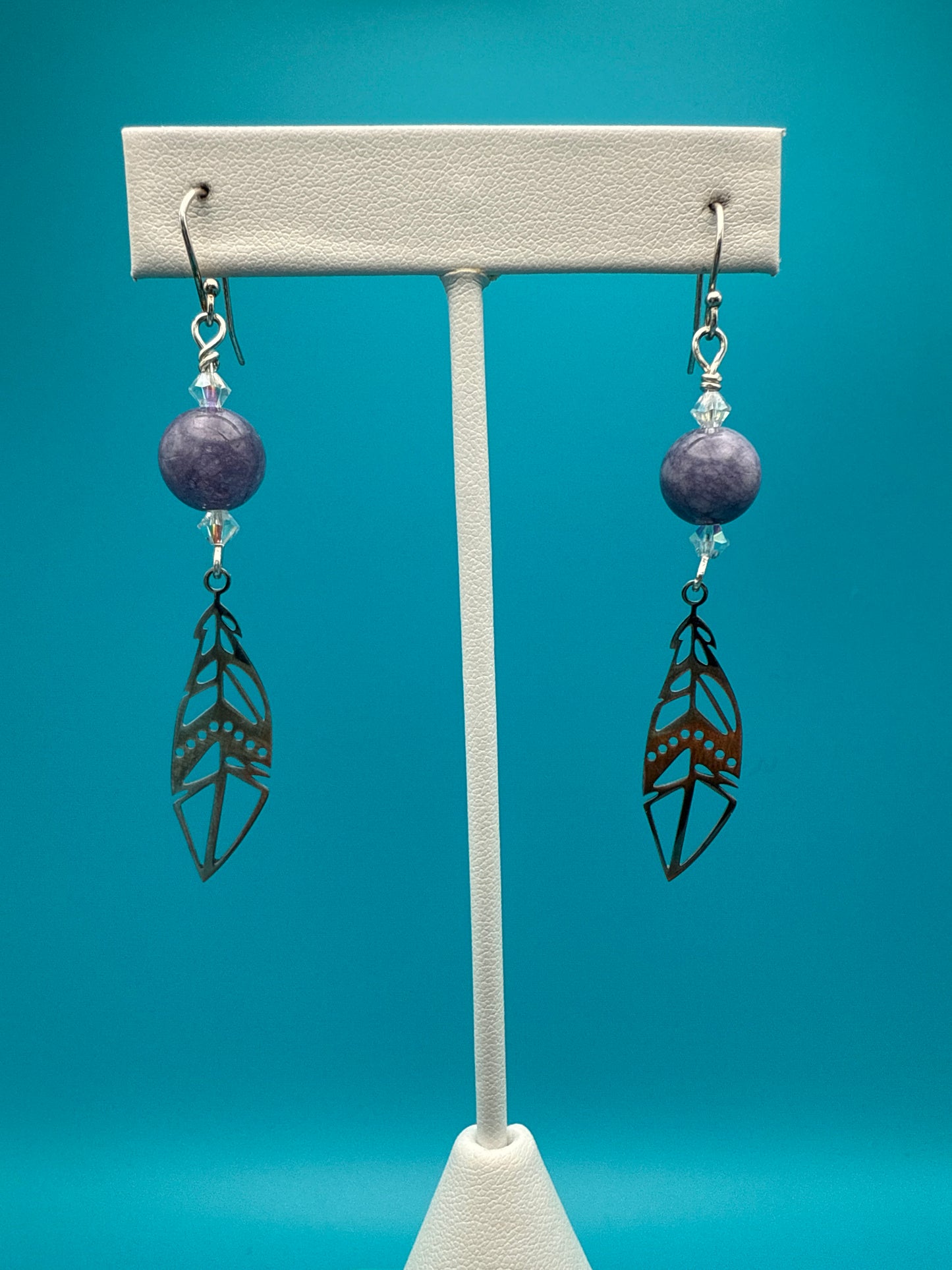 Aquamarine LQ Feather Earrings