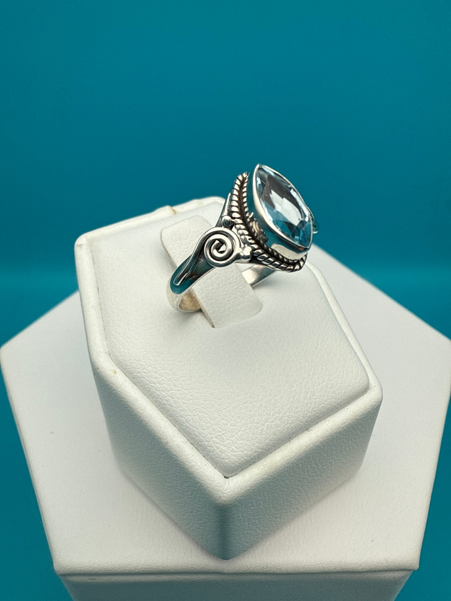 Blue Topaz Sterling Silver Ring size 8