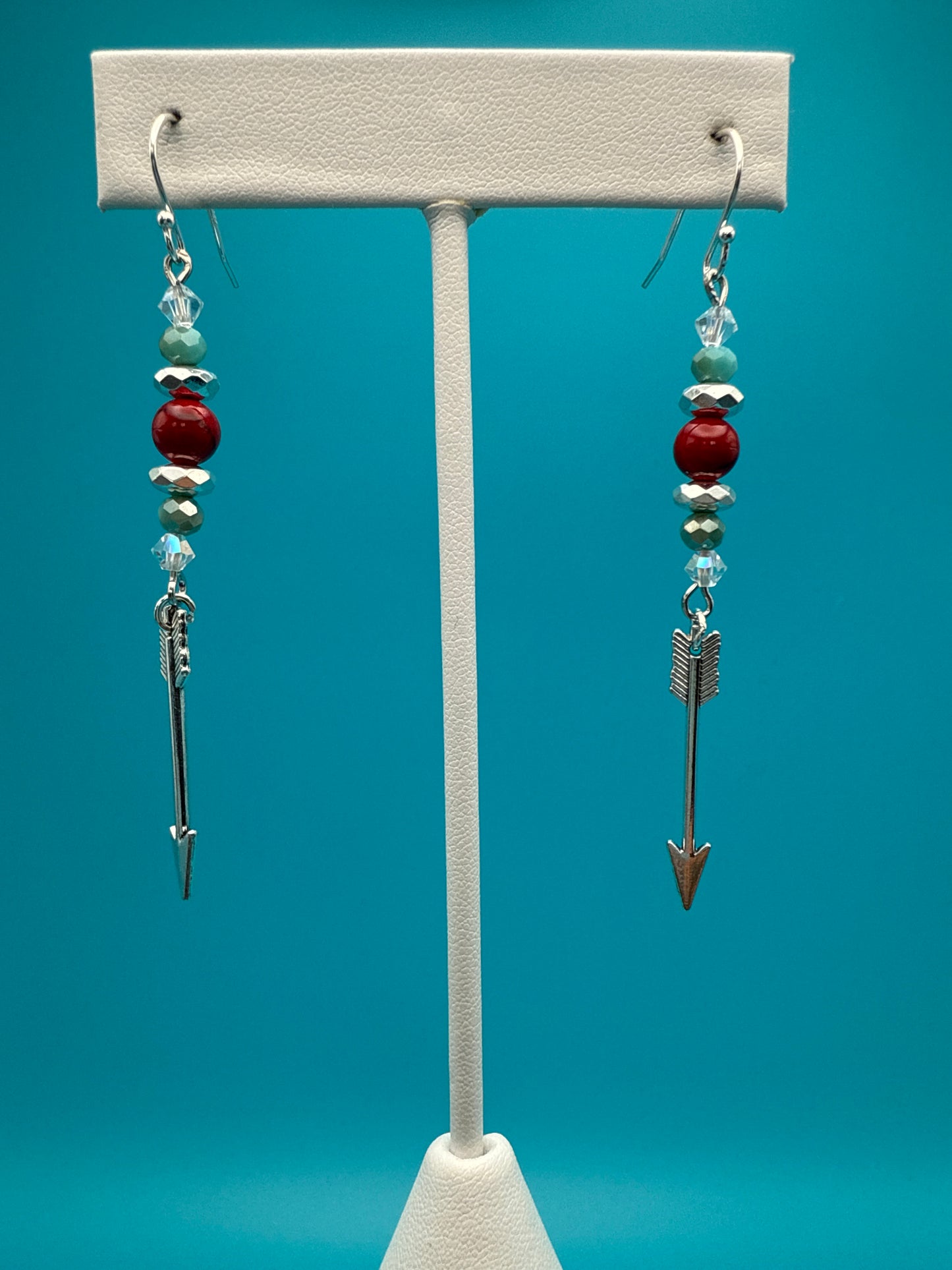 Red Tigers Eye & Hematite Arrow Earrings