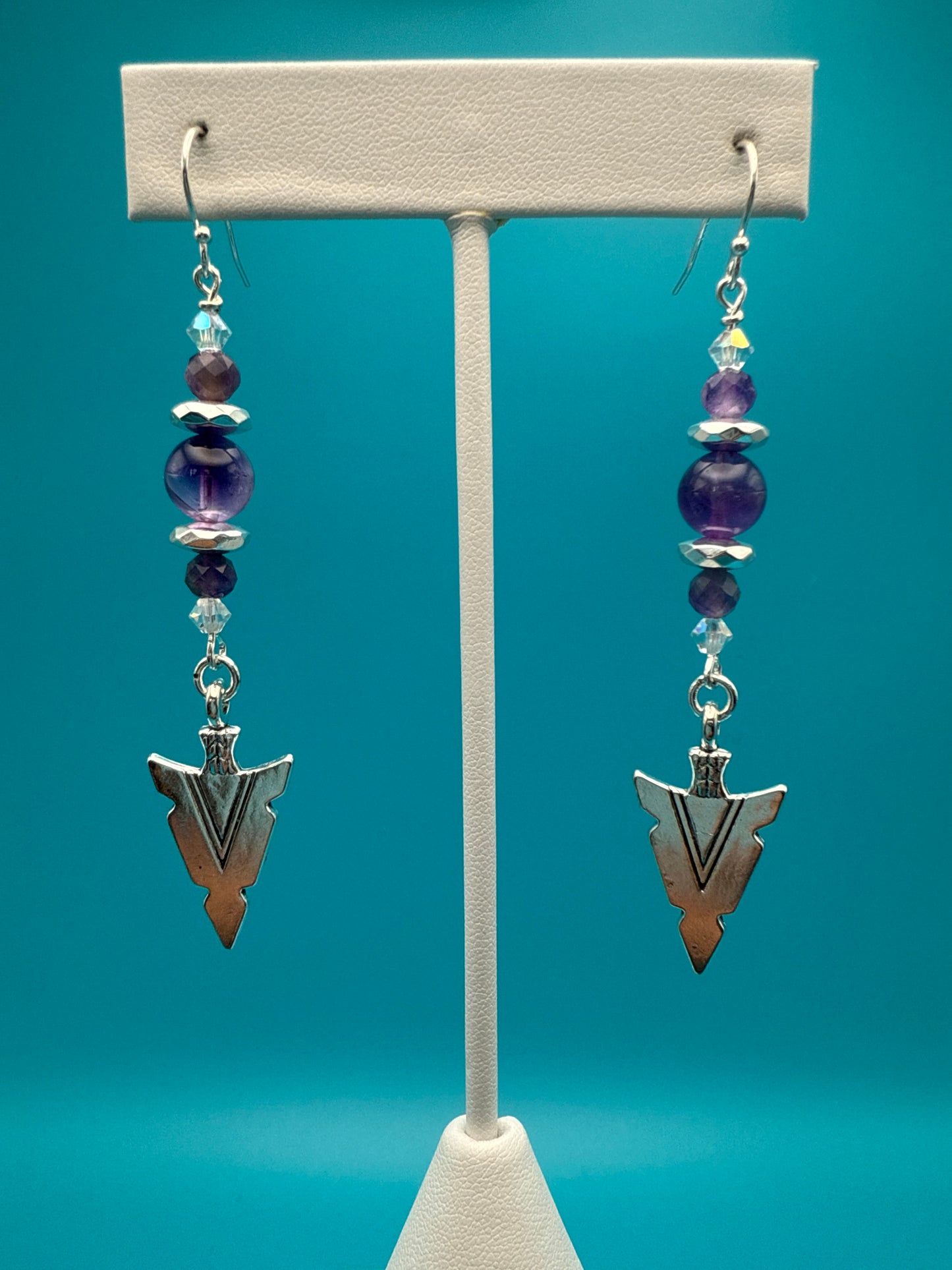Amethyst Hematite Arrowheads Earrings
