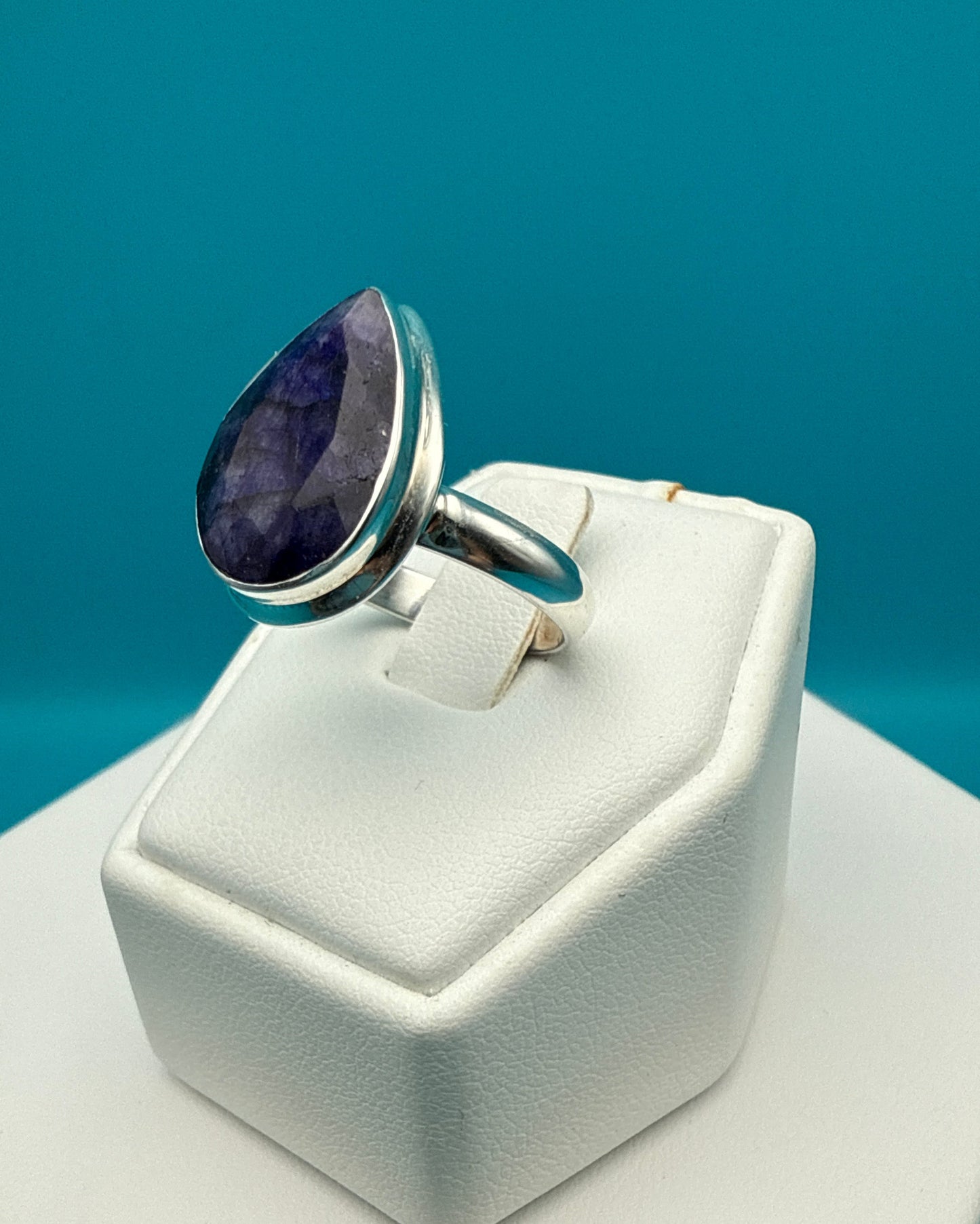 Royal Blue Sapphire Silver Ring size 7