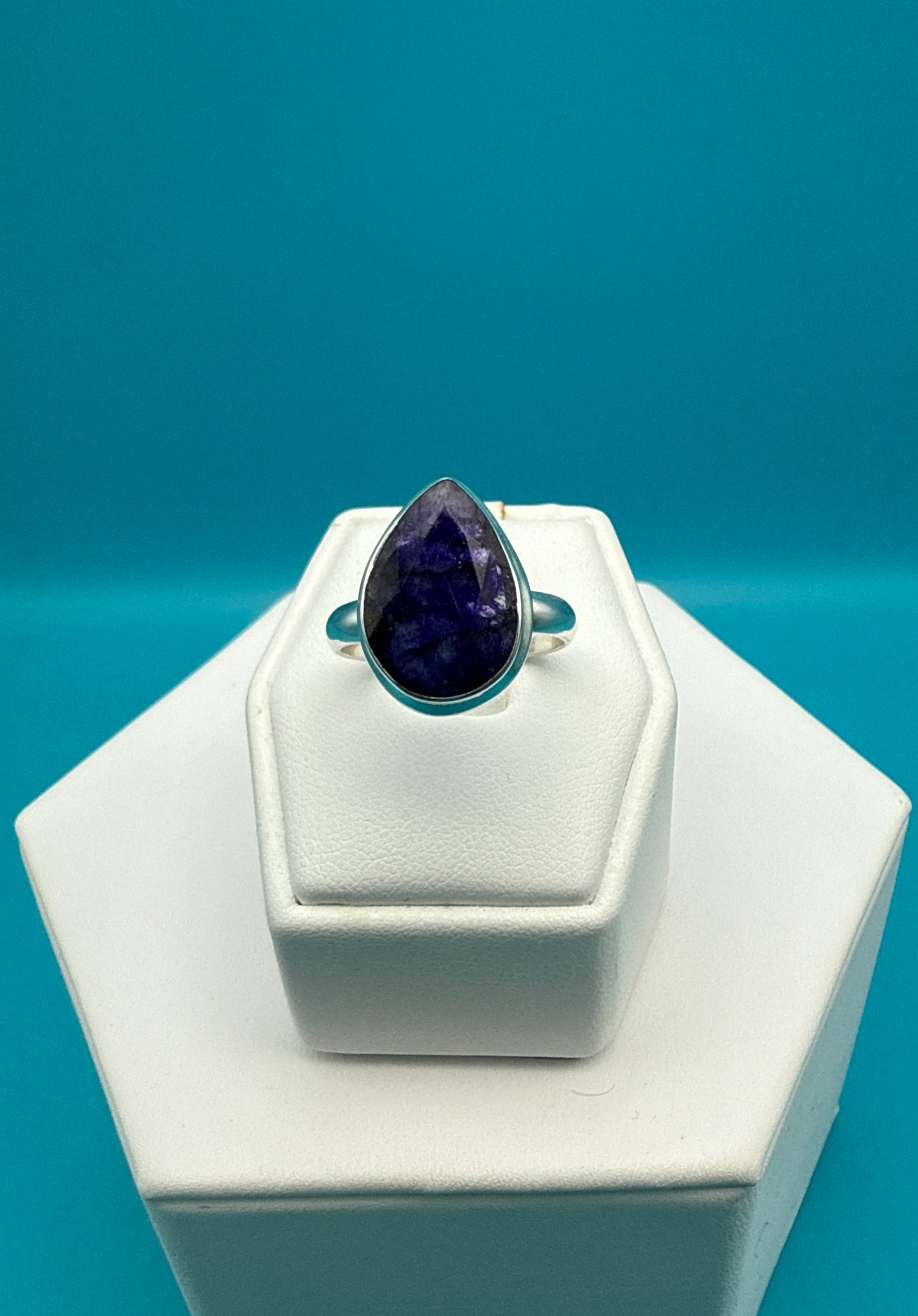Royal Blue Sapphire Silver Ring size 7