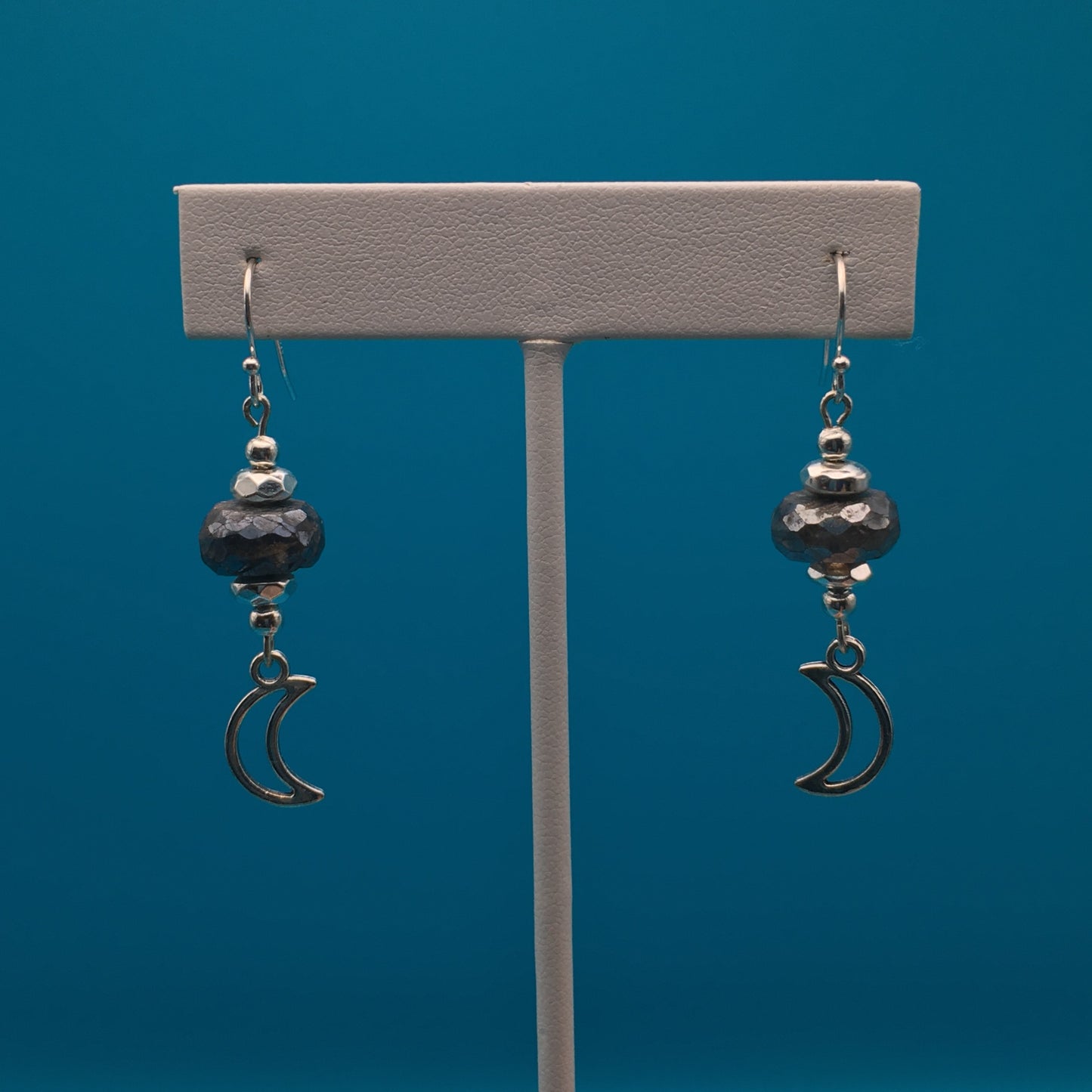 Hematite Moon Charm Earrings