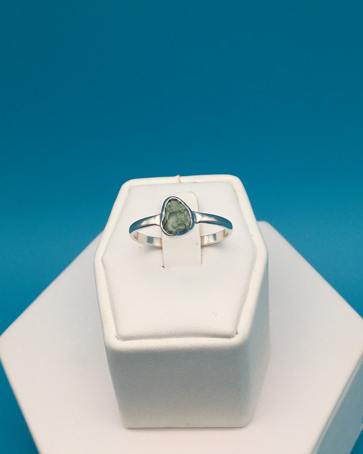 Moldavite Sterling Silver Ring size 9.5