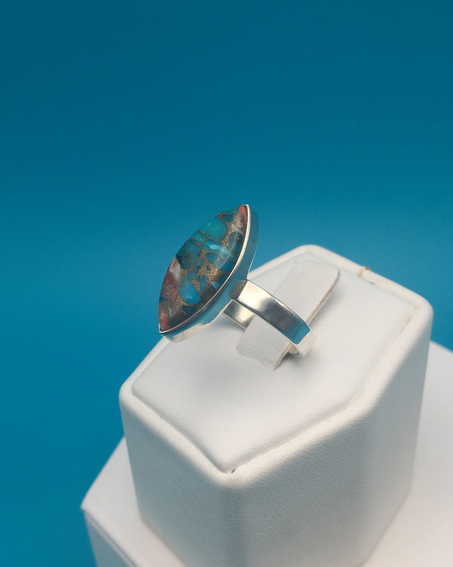 Spiny Oyster Arizona Turquoise Sterling Silver Ring size 9