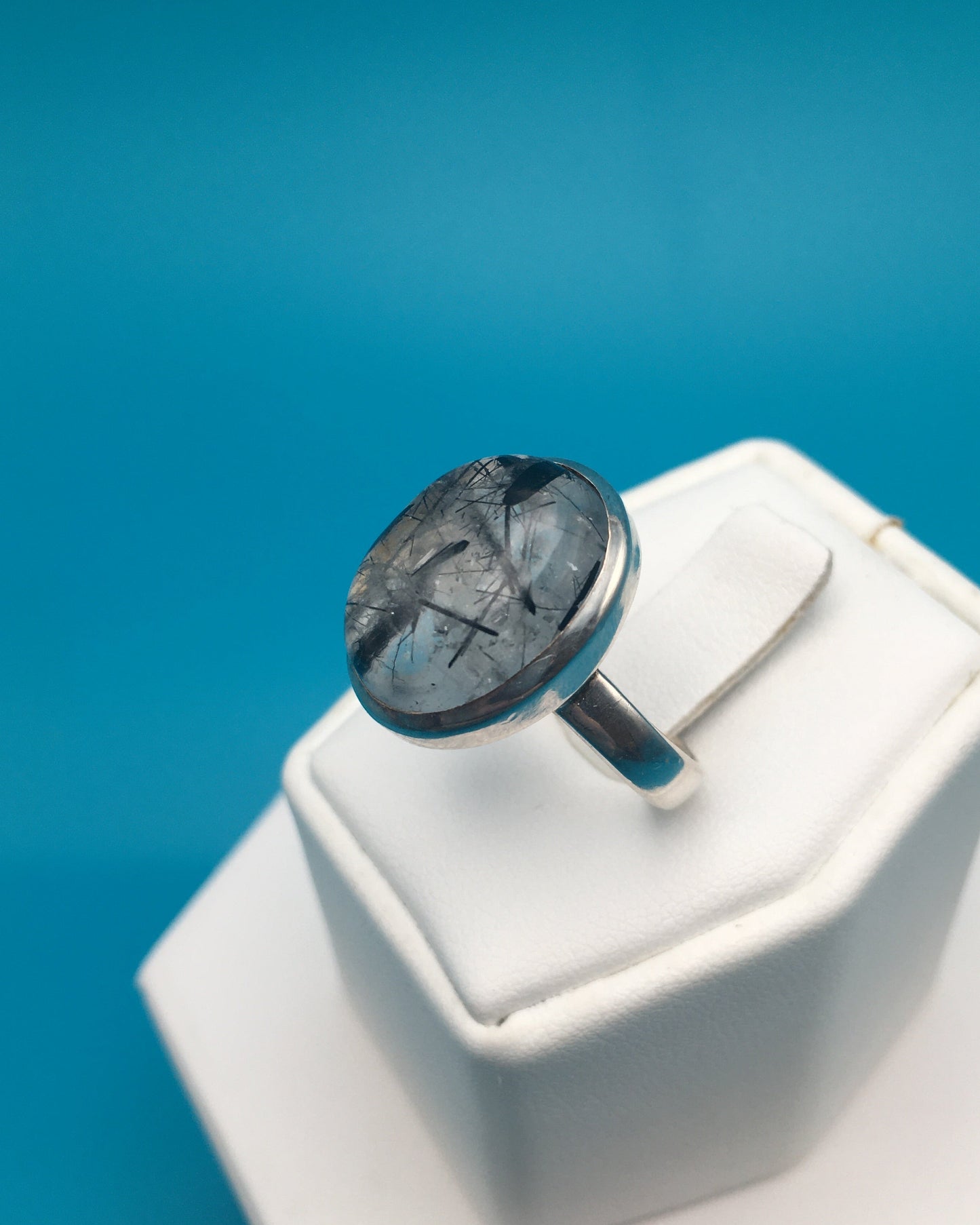 Tourmalated Quartz Sterling Silver Ring size 8