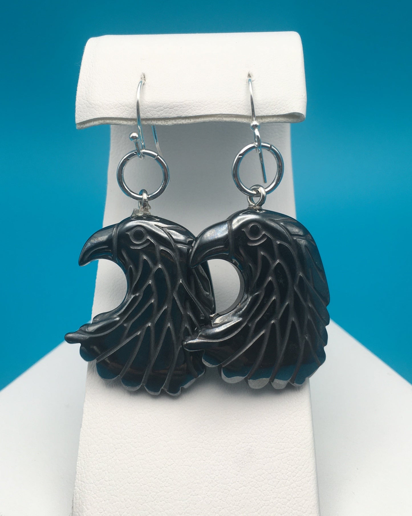 Hematite Eagle Charm Earrings