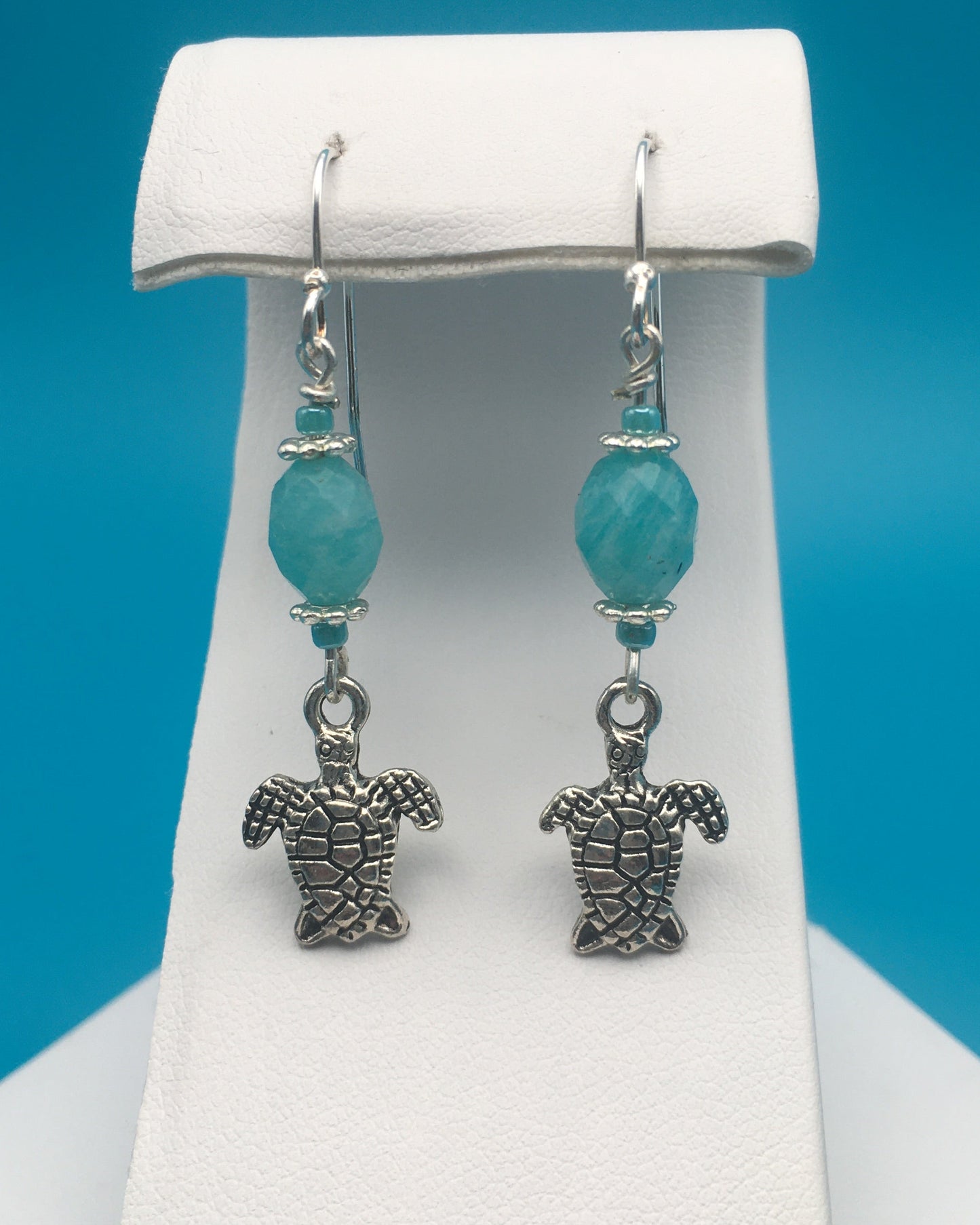 Amazonite Turtle Charm Earrings