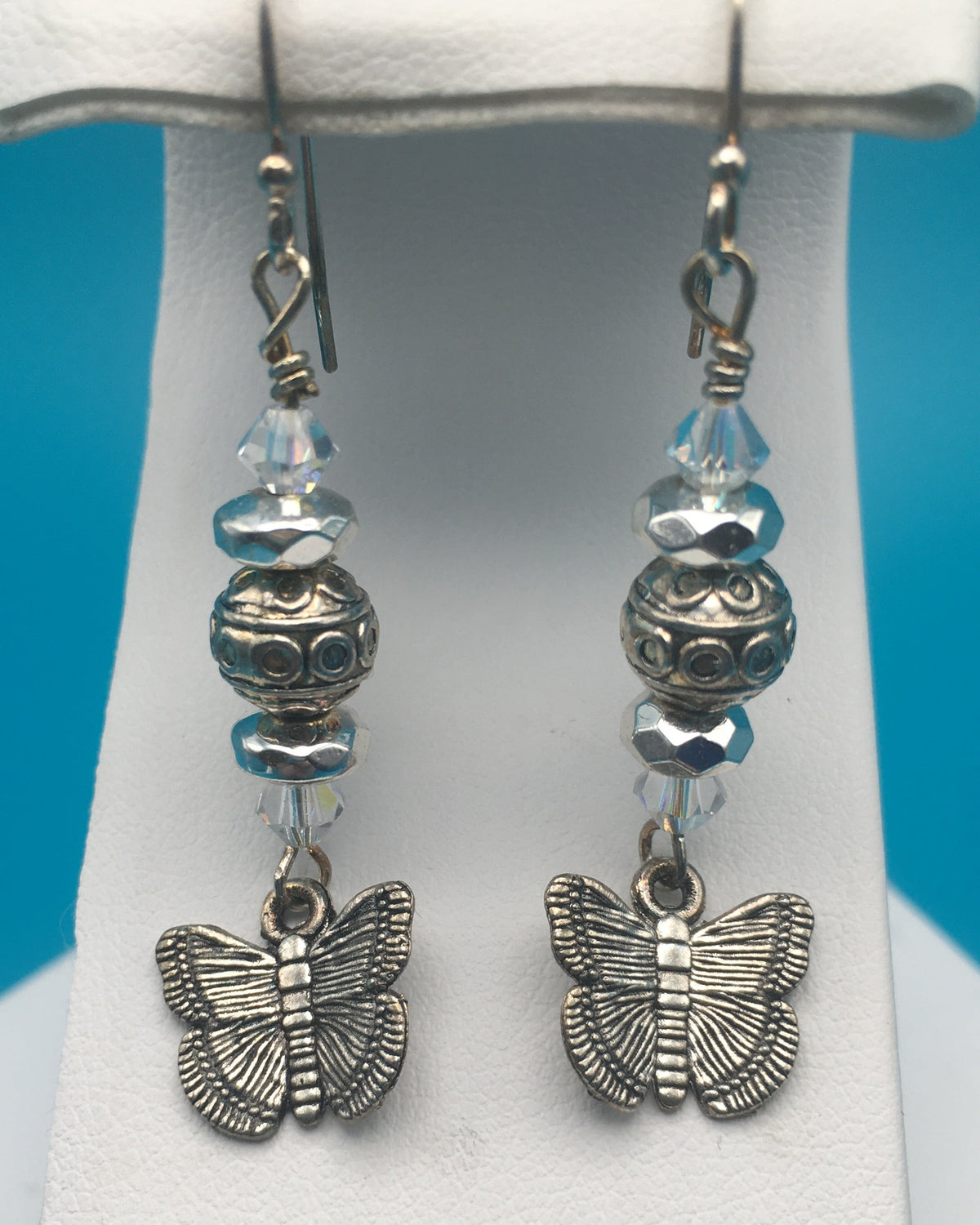 Hematite Butterfly Charm Earrings