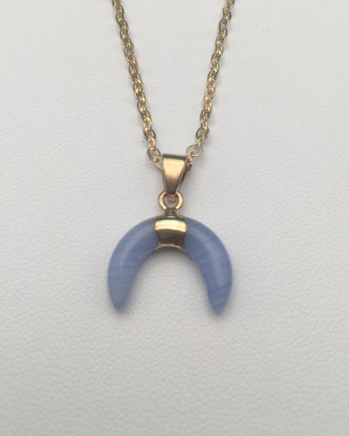 Blue Lace Agate Moon Pendant