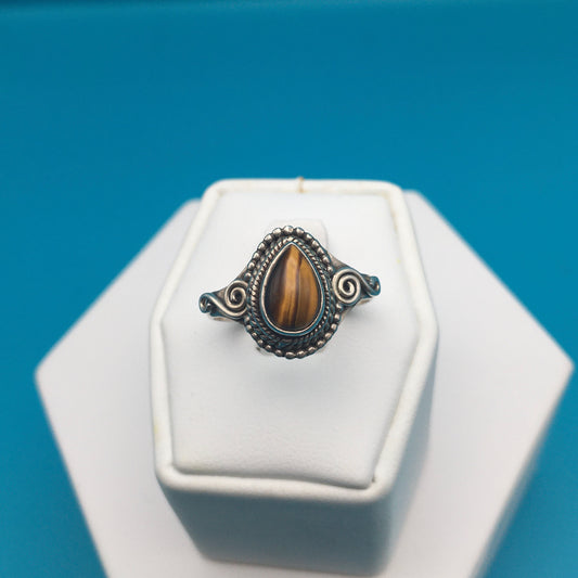 Tiger's Eye Sterling Silver Ring size 8