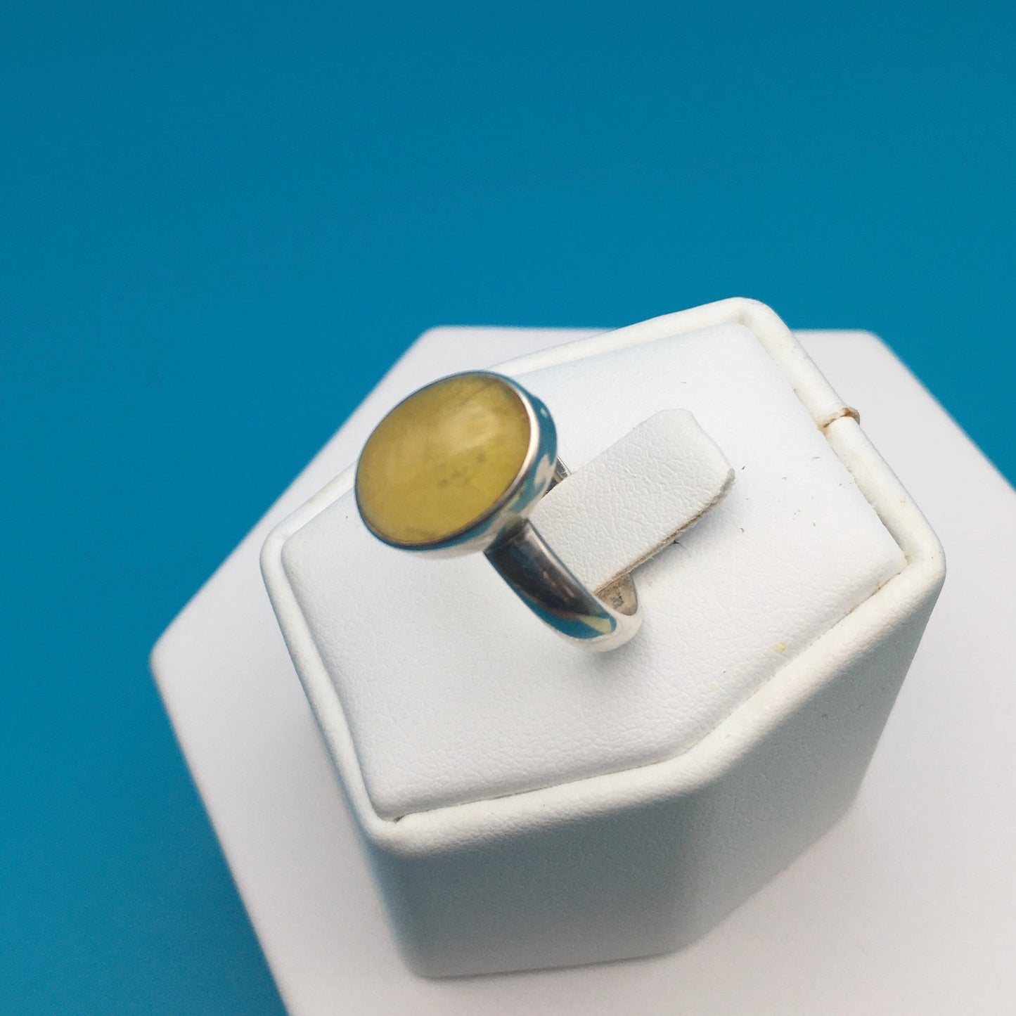 Amber Sterling Silver Ring size 8