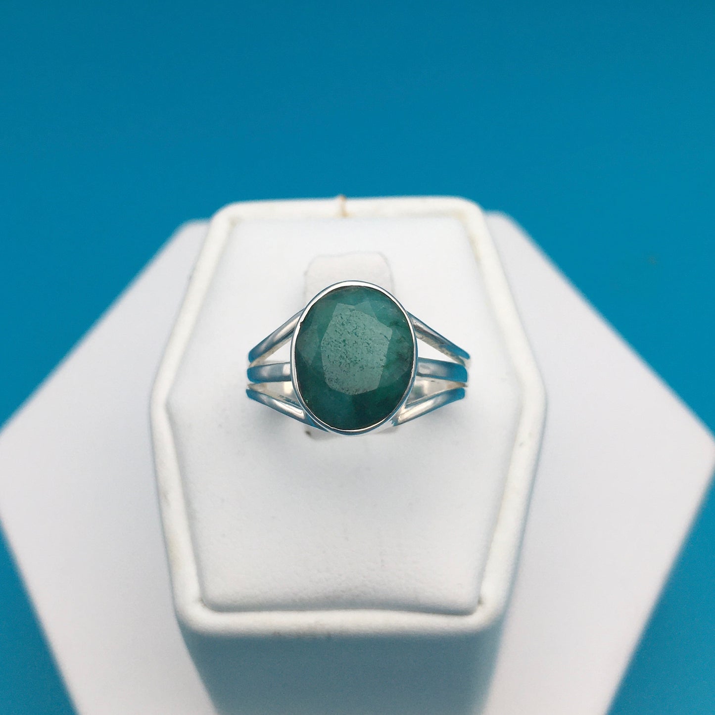 Emerald Silver Ring size 7