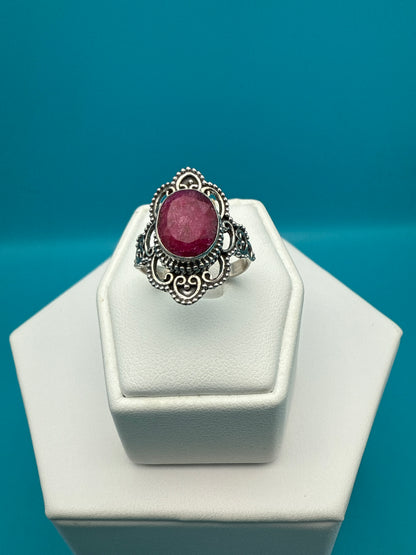 Ruby Sterling Silver Ring size 7