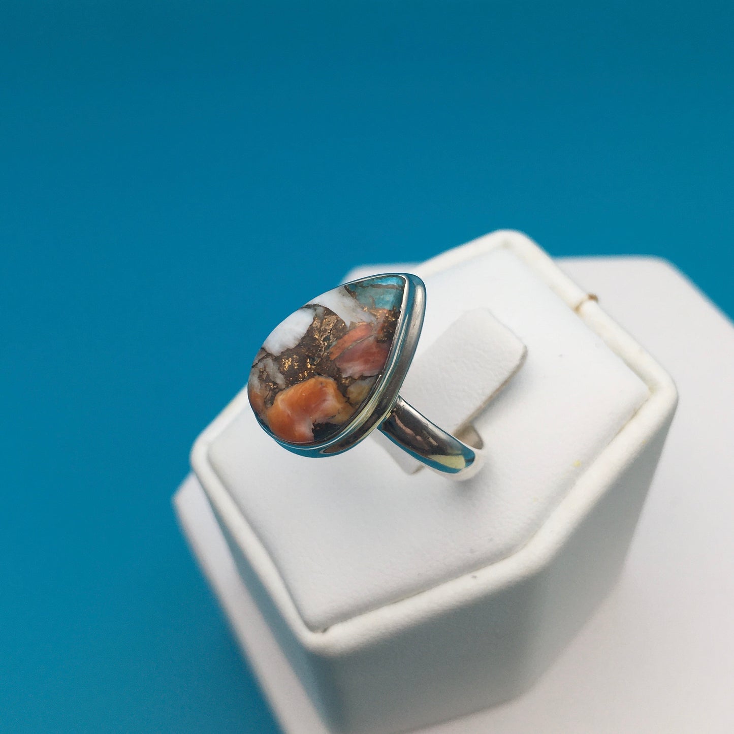 Spiny Oyster Arizona Turquoise Sterling Silver Ring size 9