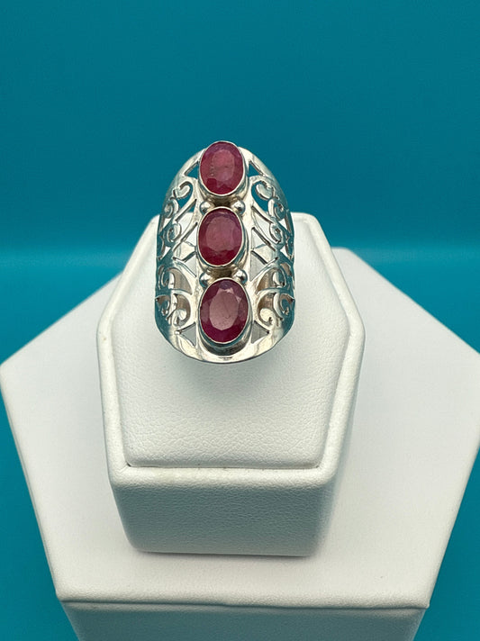 Ruby Sterling Silver Ring size 7