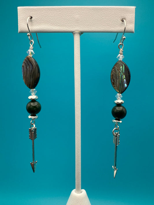 B.C. Jade & Abalone Arrows Earrings