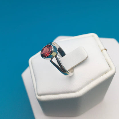 Garnet Sterling Silver Ring size 8