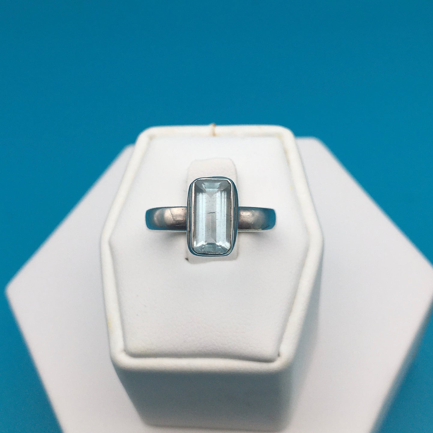 Aquamarine Sterling Silver Ring size 8