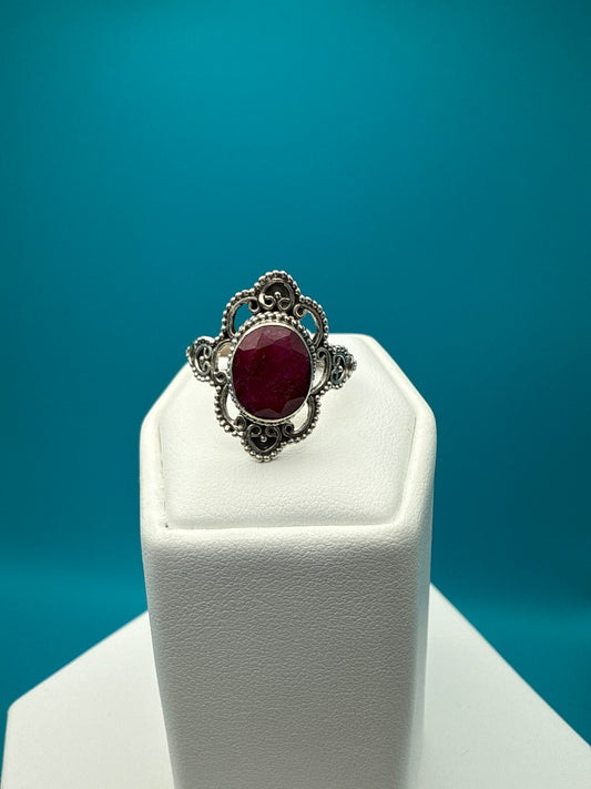 Ruby Sterling Silver Ring