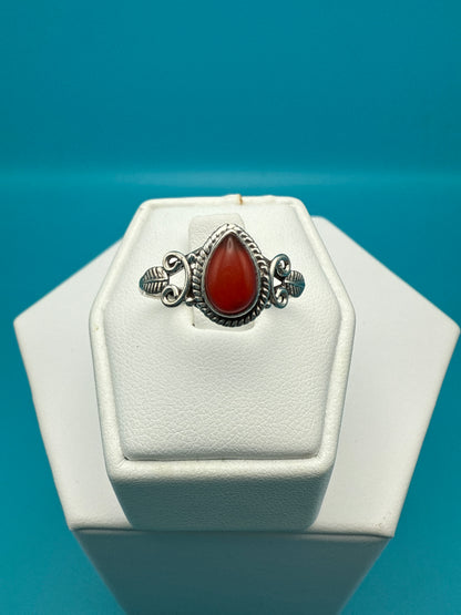Carnelian Sterling Silver Ring Size 8