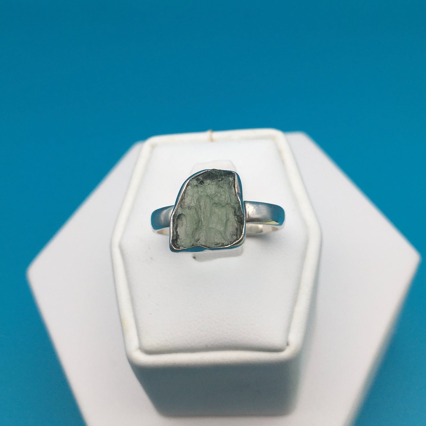 Moldavite Sterling Silver Ring size 9