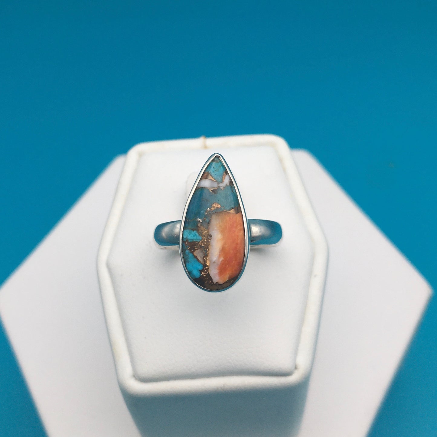 Spiny Oyster Arizona Turquoise Sterling Silver Ring size 6