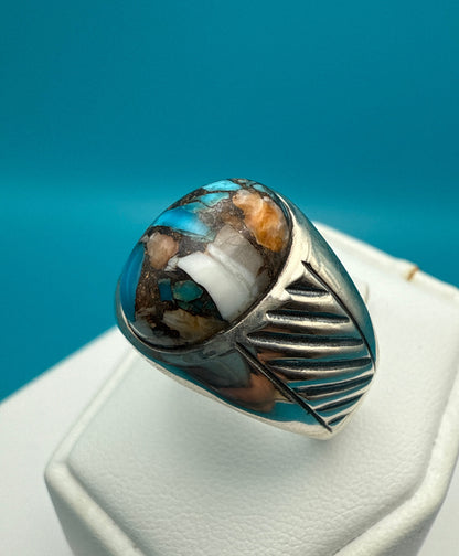 Spiny Oyster Arizona Turquoise Sterling Silver Unisex Ring
