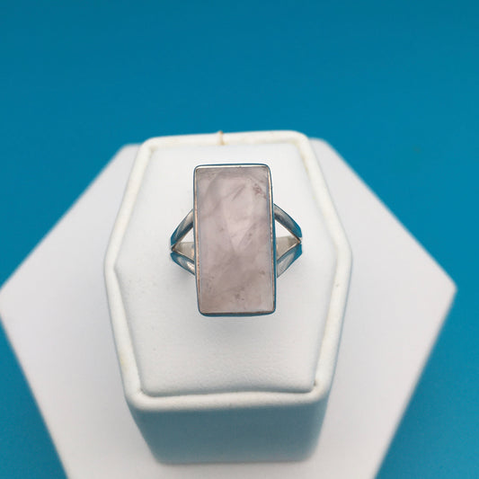 Rose Quartz Sterling Silver Ring size 6