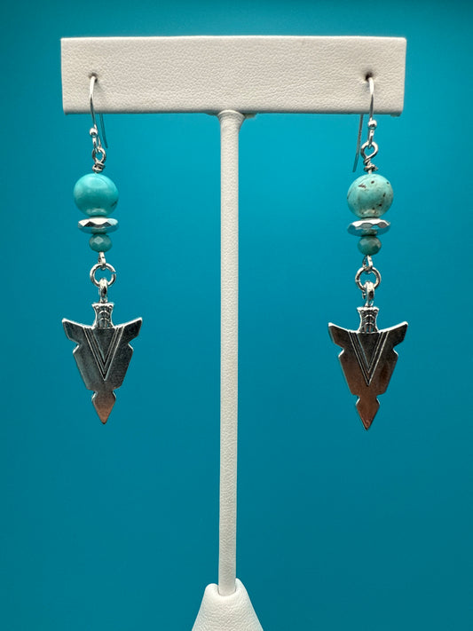 Turquoise & Hematite Arrowhead Earrings