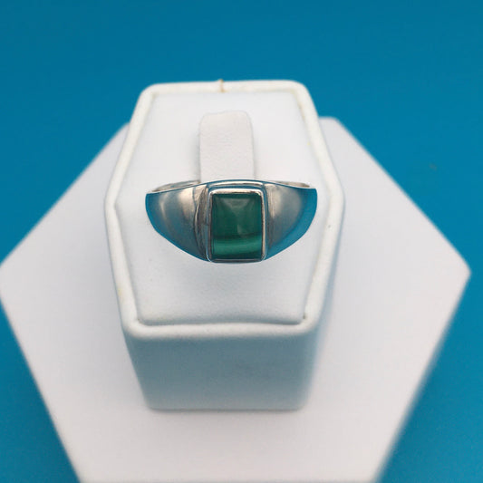 Malachite Sterling Silver Ring size 13