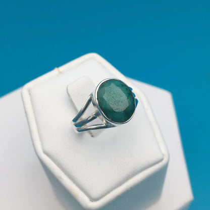 Emerald Silver Ring size 7