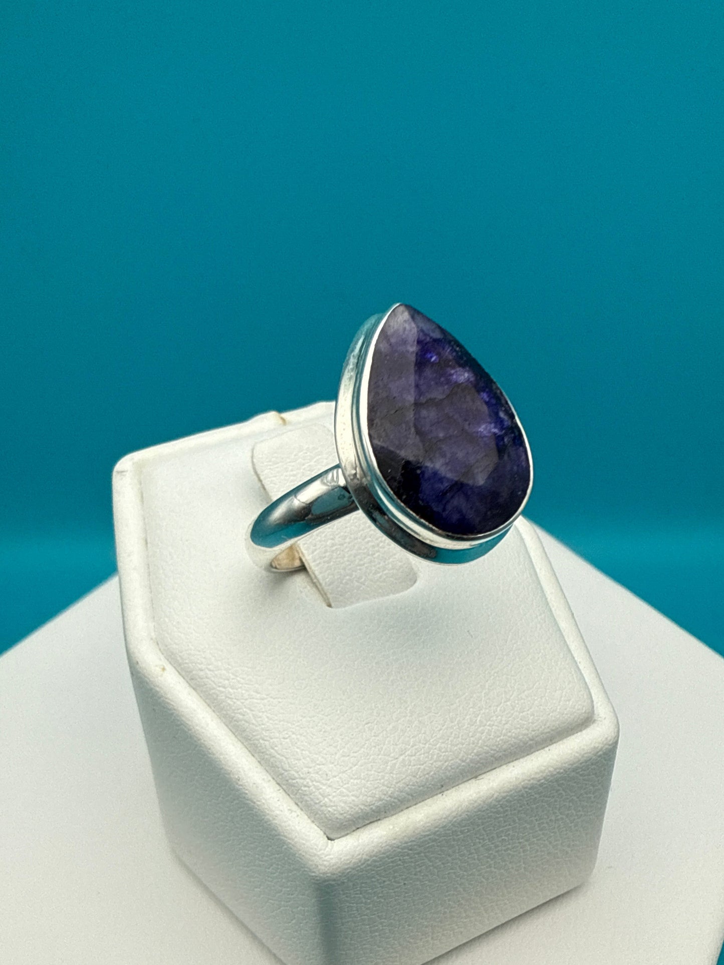 Royal Blue Sapphire Silver Ring size 7