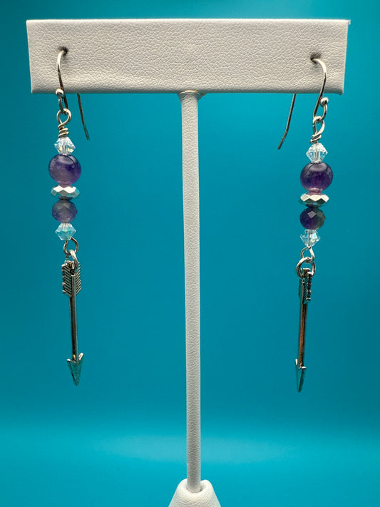 Amethyst Hematite Arrow Earrings