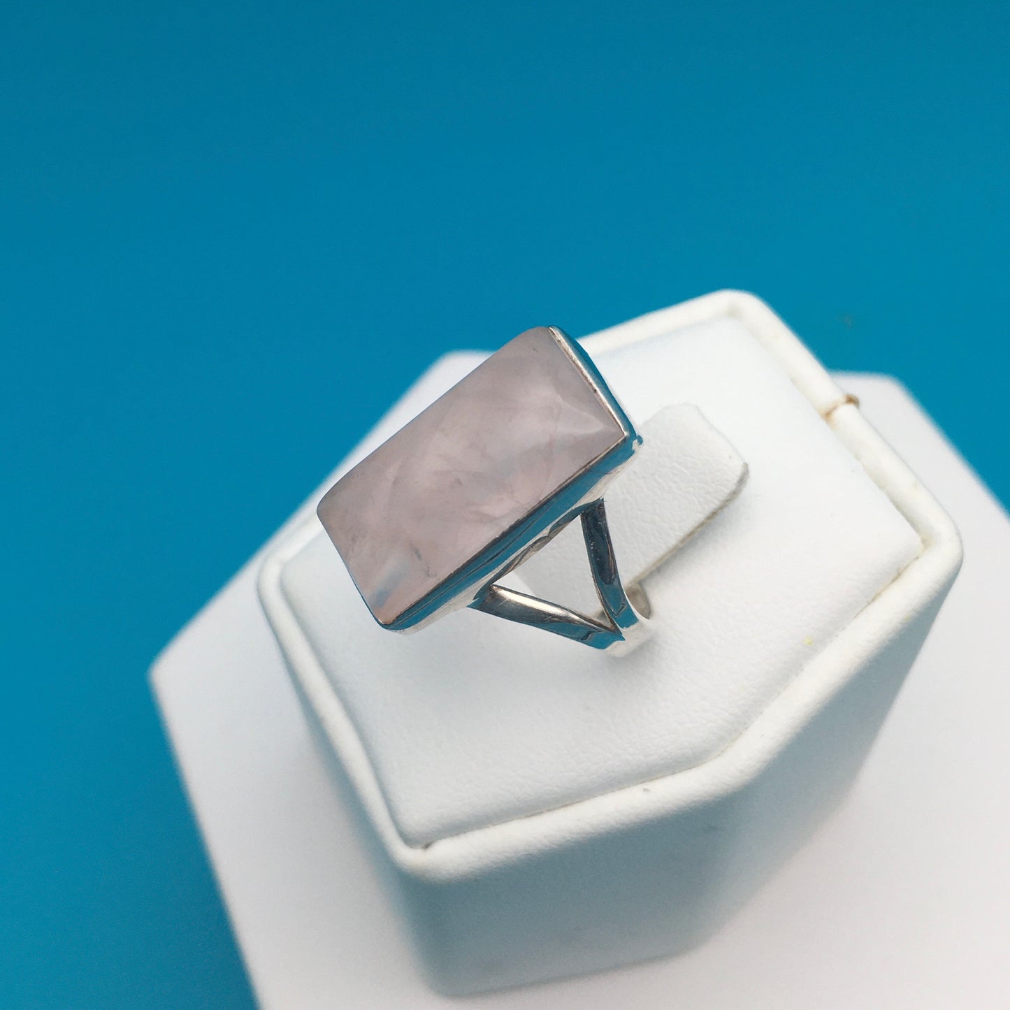 Rose Quartz Sterling Silver Ring size 6