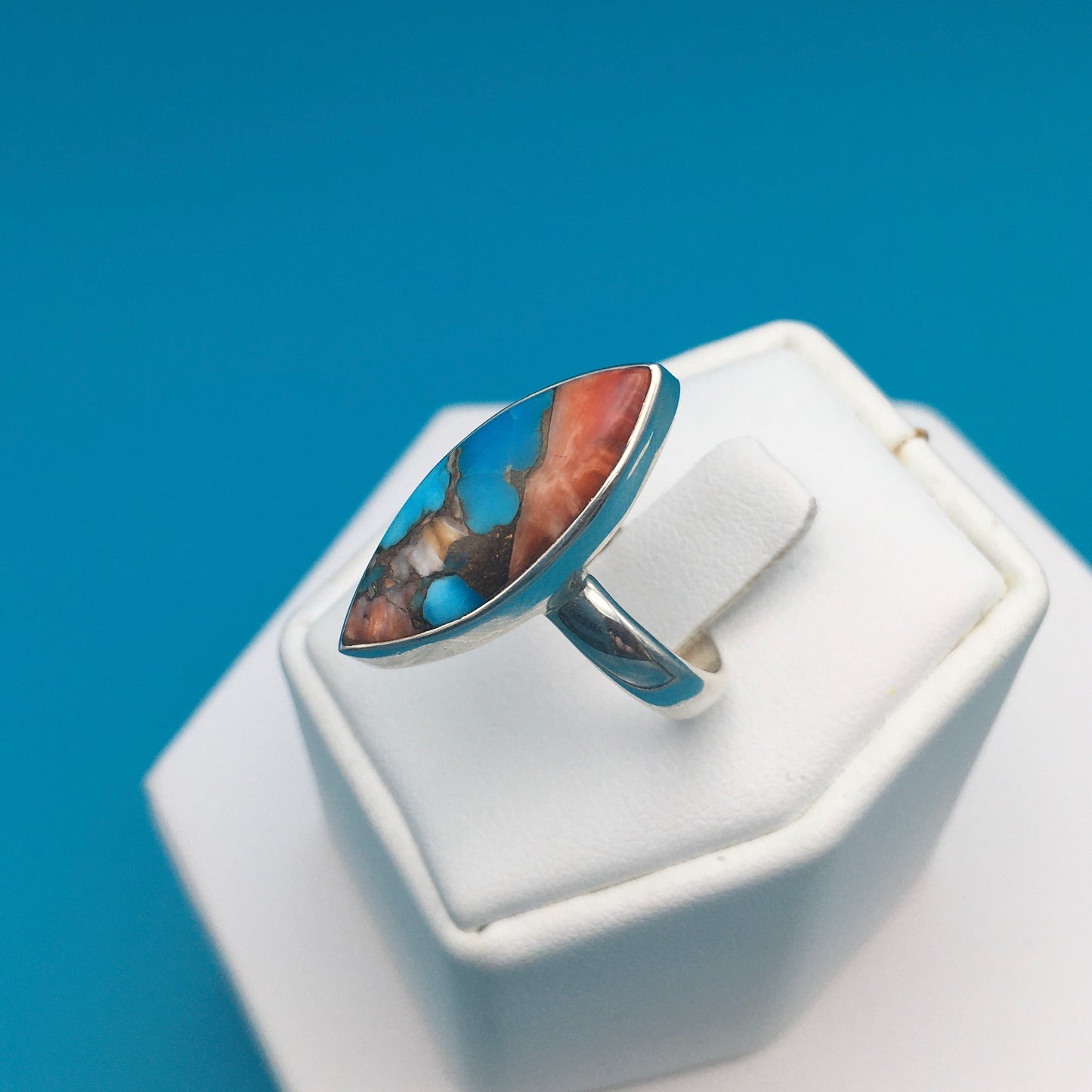 Spiny Oyster Arizona Turquoise Sterling Silver Ring size 7